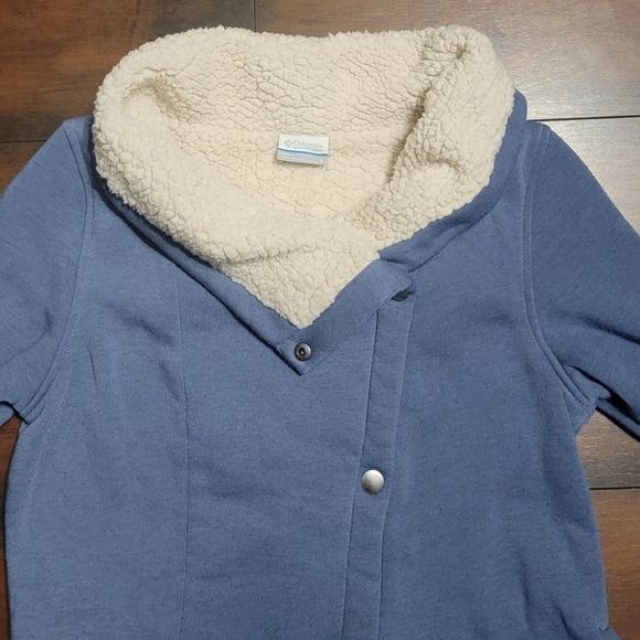 Columbia Sportswear Blue Fleece Lined Wide Collar Women's Sweater Jacket - Picture 8 of 9